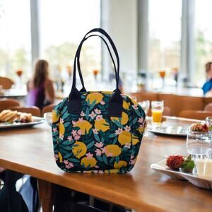 MYTAGALONGS Lemon Neoprene Tote Travel Lunch Cosmetic Toiletry Bag